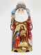 7.7 Wooden Santa Claus Hand Carved And Painted Nativity Figurine For Christmas
