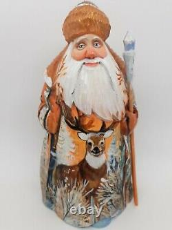 7 Wooden Santa Claus Hand carved and painted figurine Christmas decor #3