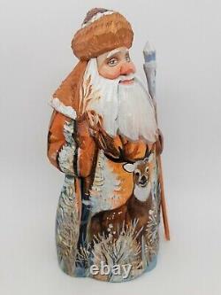 7 Wooden Santa Claus Hand carved and painted figurine Christmas decor #3