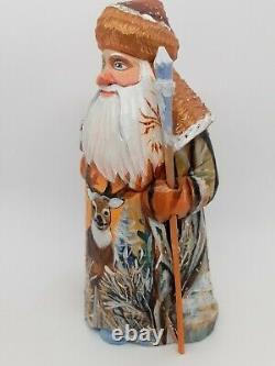 7 Wooden Santa Claus Hand carved and painted figurine Christmas decor #3