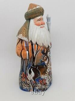 7 Wooden Santa Claus Hand carved and painted figurine tall Christmas decor #2