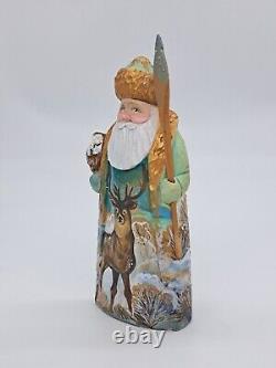 7 Wooden Santa Claus and Owl Handmade and hand painted figurine Christmas decor