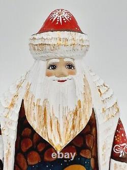 8.5 Wooden Santa Claus Hand carved painted Nativity figurine Christmas decor