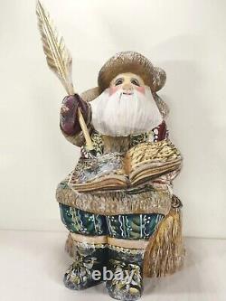 8 Santa Claus Wooden Figure Hand Carved Christmas Russian Statue With A Book