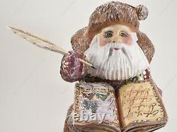 8 Santa Claus Wooden Figure Hand Carved Christmas Russian Statuette With A Book