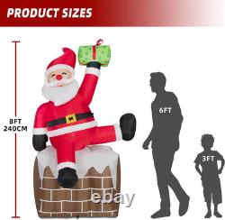 8FT Christmas Inflatables Santa Claus on Chimney Outdoor Decoration 2025 NEW LED