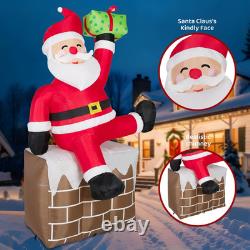 8FT Christmas Inflatables Santa Claus on Chimney Outdoor Decoration 2025 NEW LED