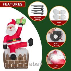 8FT Christmas Inflatables Santa Claus on Chimney Outdoor Decoration 2025 NEW LED