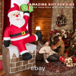 8FT Christmas Inflatables Santa Claus on Chimney Outdoor Decoration 2025 NEW LED