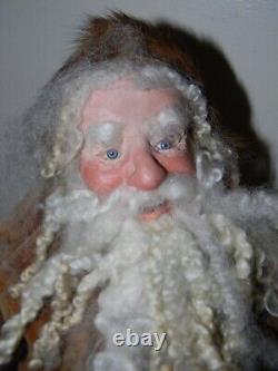 90 One-of-a-kind Santa Figure Running with Doll & Suitcase by LOIS CLARKSON