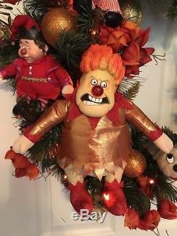 A Year without a Santa Claus Inspired Light-Up Christmas Wreath Heat/Snow Miser