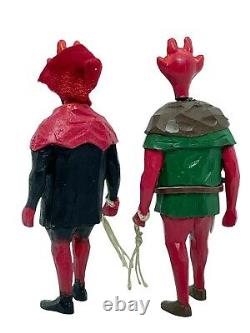 AF23 Lot 2 Austrian Christmas Krampus Halloween Devil Plastic Toy Figures