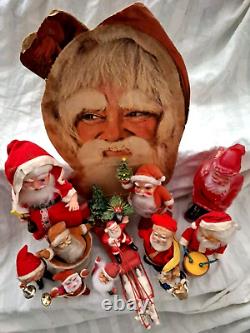 AMAZING VINTAGE CHRISTMAS LOT SANTA CLAUS TOY FIGURES ORNAMENTS FROM 60s