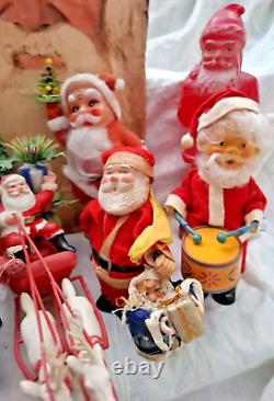 AMAZING VINTAGE CHRISTMAS LOT SANTA CLAUS TOY FIGURES ORNAMENTS FROM 60s