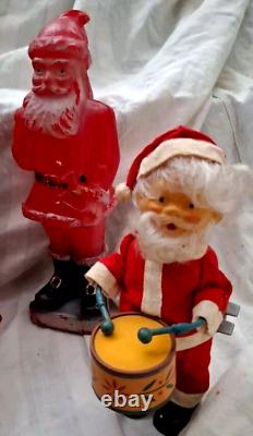 AMAZING VINTAGE CHRISTMAS LOT SANTA CLAUS TOY FIGURES ORNAMENTS FROM 60s