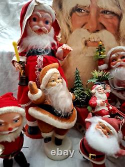 AMAZING VINTAGE CHRISTMAS LOT SANTA CLAUS TOY FIGURES ORNAMENTS FROM 60s