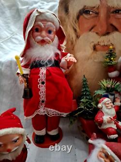 AMAZING VINTAGE CHRISTMAS LOT SANTA CLAUS TOY FIGURES ORNAMENTS FROM 60s