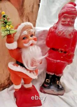 AMAZING VINTAGE CHRISTMAS LOT SANTA CLAUS TOY FIGURES ORNAMENTS FROM 60s