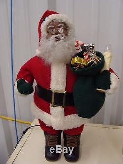 ANIMATED HOLIDAY CREATIONS 1995 BLACK AFRICAN AMERICAN SANTA CLAUS with CANDLE