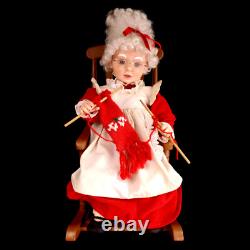 ANIMATED MRS. SANTA CLAUS in ROCKING CHAIR / KNITTING / VINTAGE 1993
