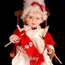 ANIMATED MRS. SANTA CLAUS in ROCKING CHAIR / KNITTING / VINTAGE 1993