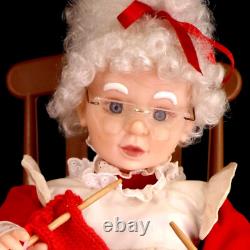 ANIMATED MRS. SANTA CLAUS in ROCKING CHAIR / KNITTING / VINTAGE 1993