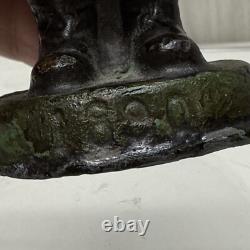 ANTIOUE CAST IRON SANTA CLAUS DOOR STOP FIGURE DATED 1890 5 1/2 Paper weight