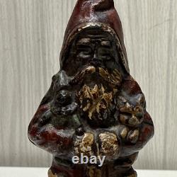 ANTIOUE CAST IRON SANTA CLAUS DOOR STOP FIGURE DATED 1890 5 1/2 Paper weight