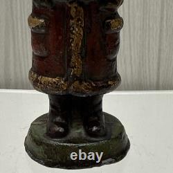 ANTIOUE CAST IRON SANTA CLAUS DOOR STOP FIGURE DATED 1890 5 1/2 Paper weight