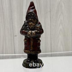 ANTIOUE CAST IRON SANTA CLAUS DOOR STOP FIGURE DATED 1890 5 1/2 Paper weight
