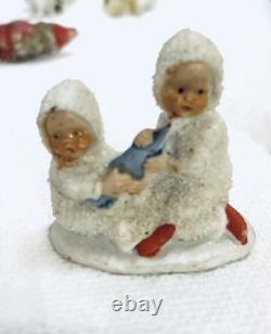 ANTIQUE HERTWIG GERMAN BISQUE SNOW BABY 4 Babies & 1 Santa Claus = 5 Pieces