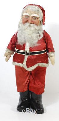 ANTIQUE LARGE 26 STANDING STRAW STUFFED SANTA CLAUS DOLL Circa Early 1900's