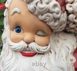 AWESOME Atlantic Mold Ceramic Winking Fat Santa Claus Figurine Christmas Vintage