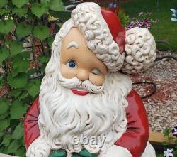 AWESOME Atlantic Mold Ceramic Winking Fat Santa Claus Figurine Christmas Vintage