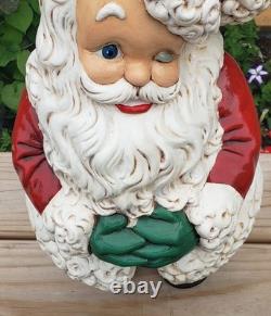 AWESOME Winking Fat Santa Claus Atlantic Mold Ceramic Figurine Vintage Christmas