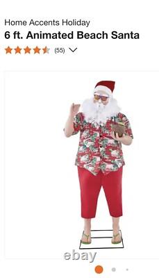 Accents Holiday Animated 6 ft. Beach Santa Claus Speaking Motion Activated