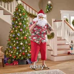 Accents Holiday Animated 6 ft. Beach Santa Claus Speaking Motion Activated