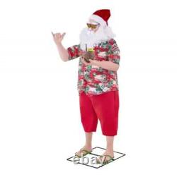 Accents Holiday Animated 6 ft. Beach Santa Claus Speaking Motion Activated