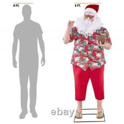 Accents Holiday Animated 6 ft. Beach Santa Claus Speaking Motion Activated