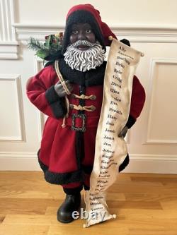 African American 34 Tall Santa Claus Velvet Toy Bag & List Signature Collection