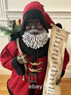 African American 34 Tall Santa Claus Velvet Toy Bag & List Signature Collection