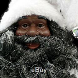 African American Black Santa Claus Figurine / Faux-fur Coat / Extra-large Size