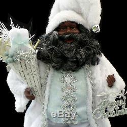 African American Black Santa Claus Figurine / Faux-fur Coat / Extra-large Size