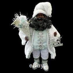 African American Black Santa Claus Figurine / Faux-fur Coat / Extra-large Size