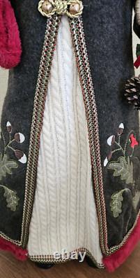 African American Mr & Mrs Santa Claus 34 Tall Red Faux Fur Trim Cardinal Nature