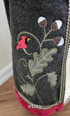 African American Mr & Mrs Santa Claus 34 Tall Red Faux Fur Trim Cardinal Nature