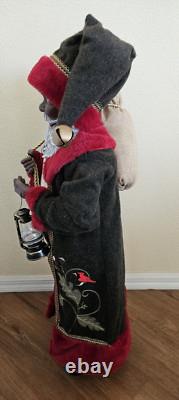 African American Mr & Mrs Santa Claus 34 Tall Red Faux Fur Trim Cardinal Nature