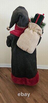 African American Mr & Mrs Santa Claus 34 Tall Red Faux Fur Trim Cardinal Nature