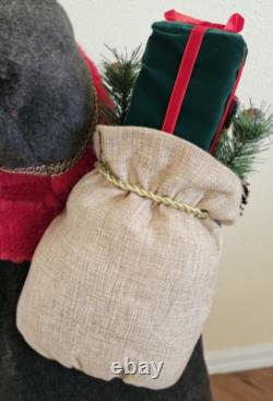 African American Mr & Mrs Santa Claus 34 Tall Red Faux Fur Trim Cardinal Nature