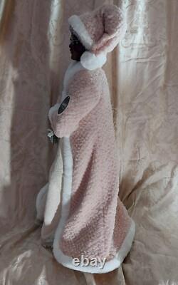 African American Mr. & Mrs. Santa Claus 34 Tall with Pink, Silver, & Ivory Robes